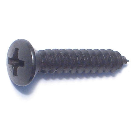 Midwest Fastener Sheet Metal Screw, #10 x 1 in, Black Steel Oval Head Phillips Drive, 12 PK 79492